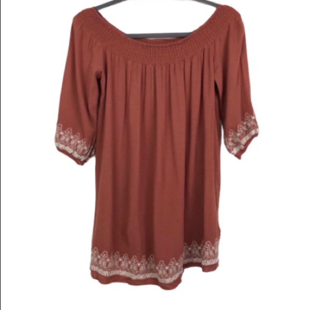 Forever 21 orange long peasant blouse